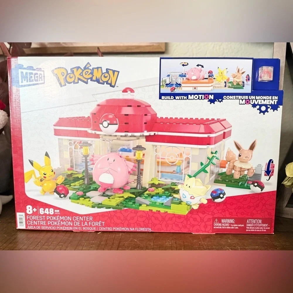 MEGA Pokemon Building Toy Kit, Forest Pokemon Center (648 Pieces) with 4 Action